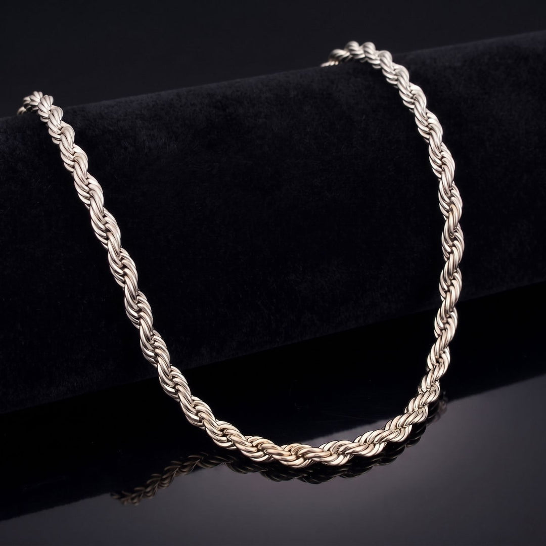 Silver Rope Chain Necklace For Men