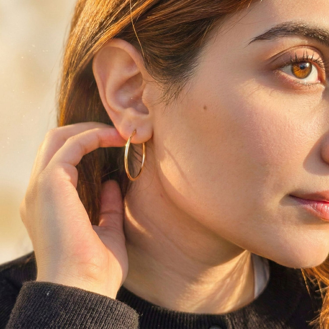 Stylish And Versatile 30mm Gold Plated Hoop Earrings