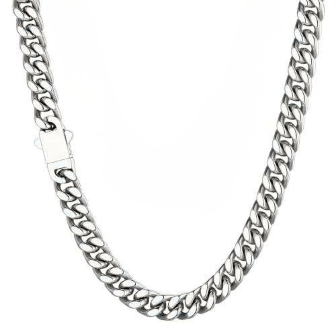 Silver Cuban Curb Chain Necklace For Men