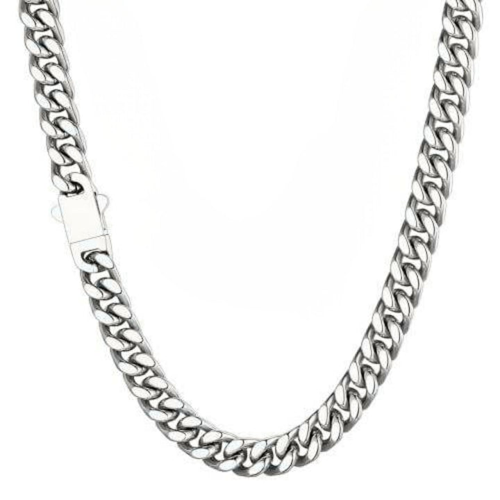 Silver Cuban Curb Chain Necklace For Men
