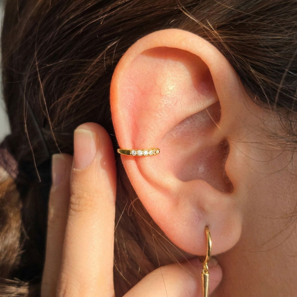 Dainty Ear Cuff Paved Conch Hoops No Piercing Required