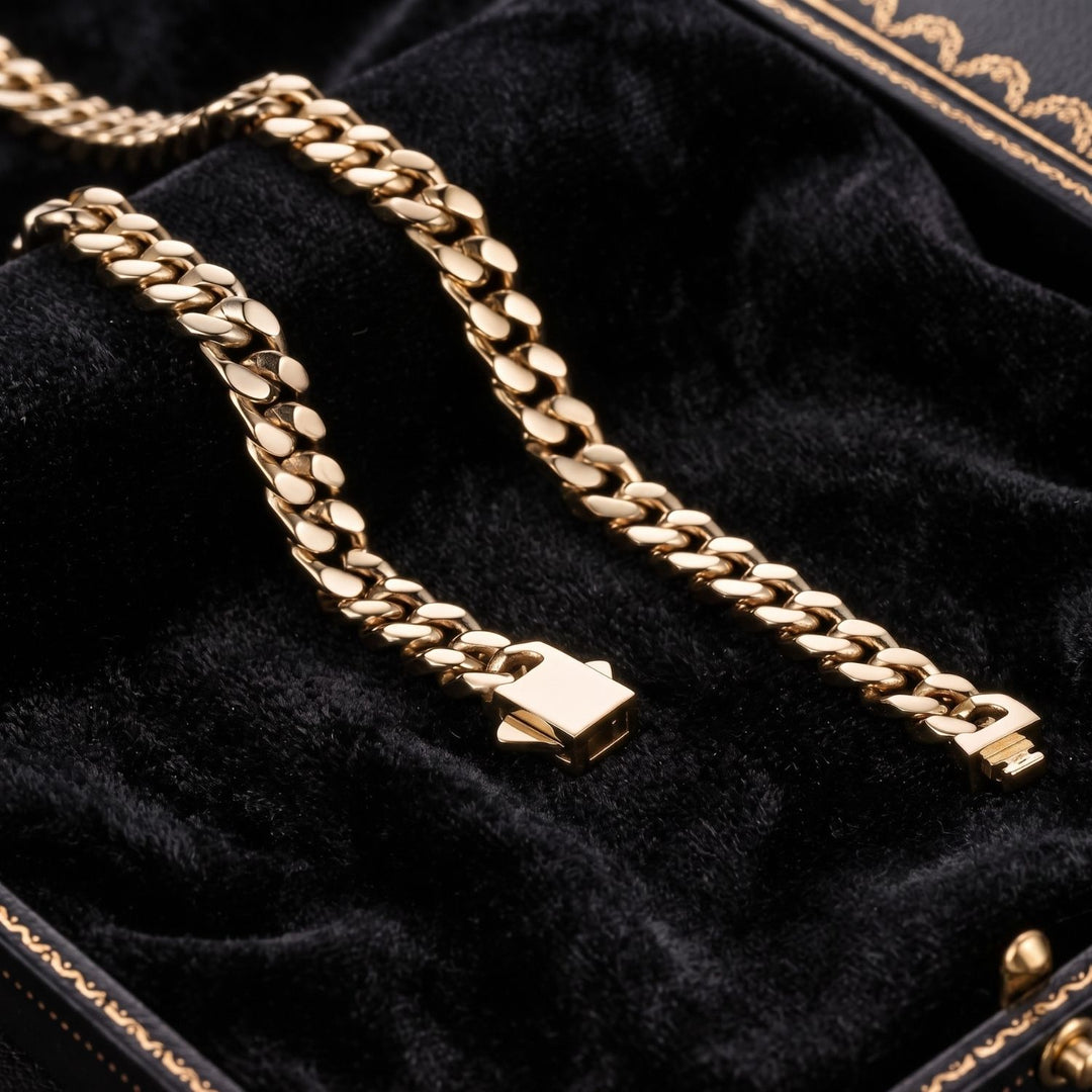 18ct Gold Plated Cuban Curb Chain Necklace For Men