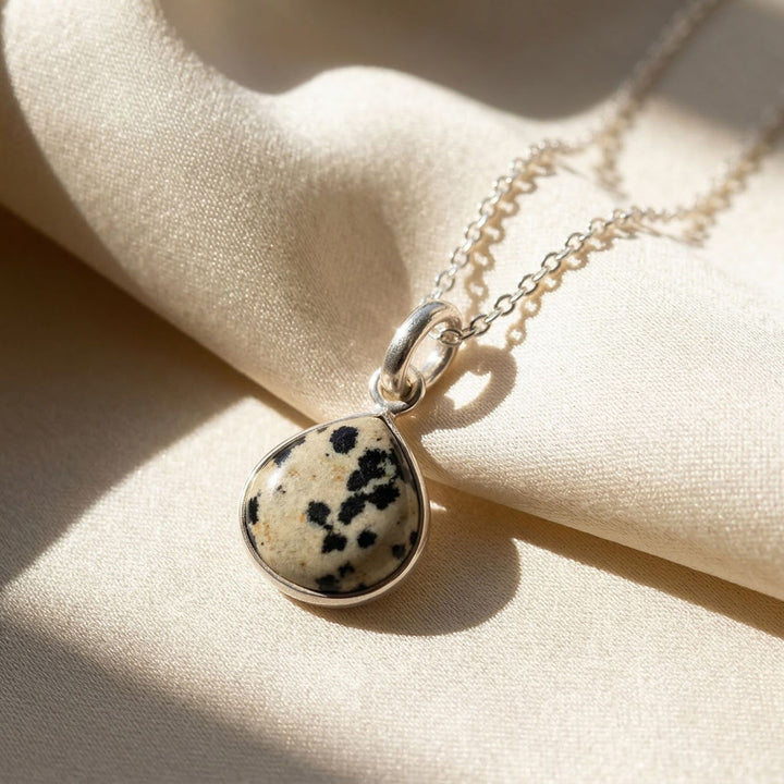 925 Sterling Silver Dalmatian Jasper Necklace