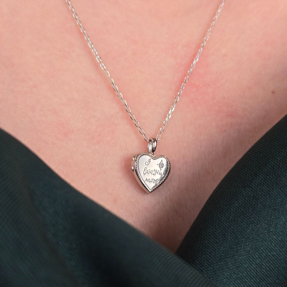I Love You More Heart Charm Silver Necklace