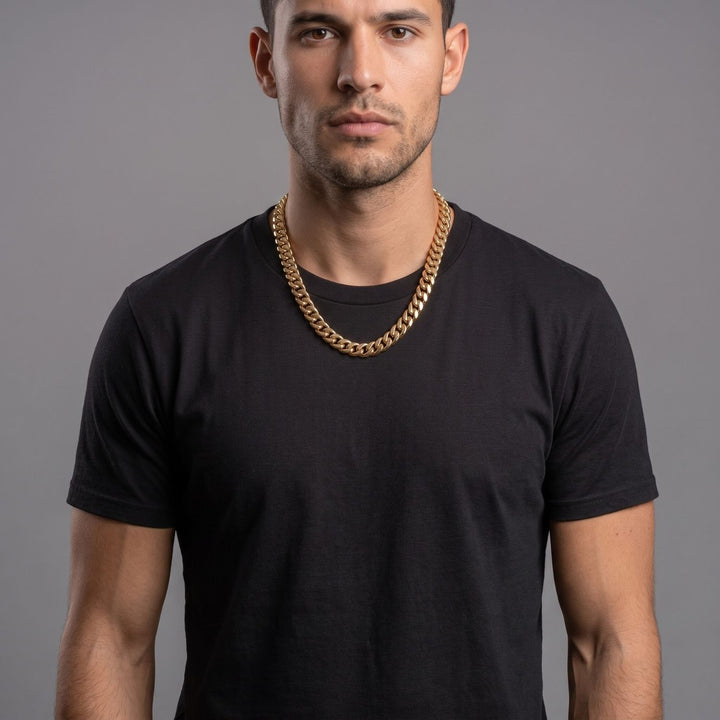 18ct Gold Plated Cuban Curb Chain Necklace For Men