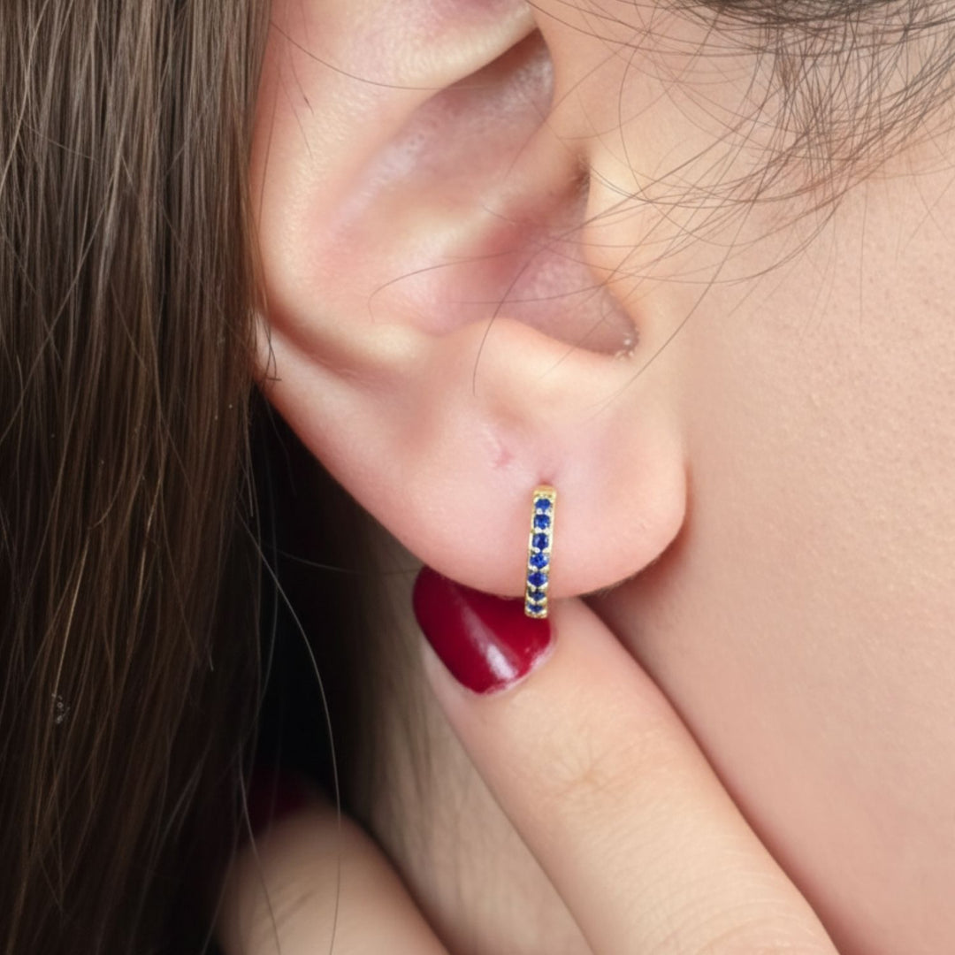 Sapphire September Birthstone Huggie Hoop Earrings