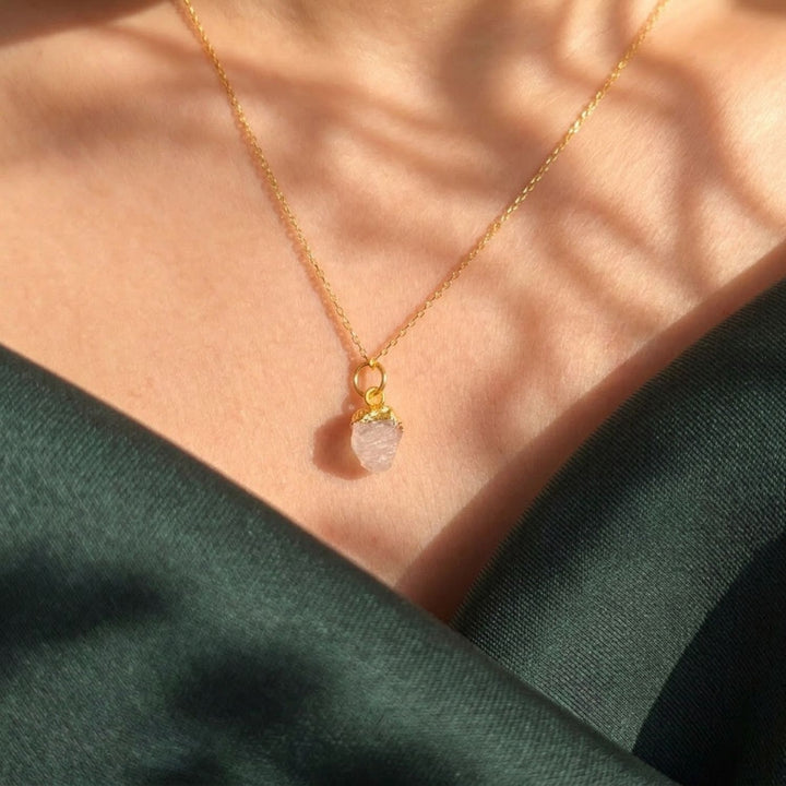 Raw Moonstone Gold Plated June Birthstone Necklace