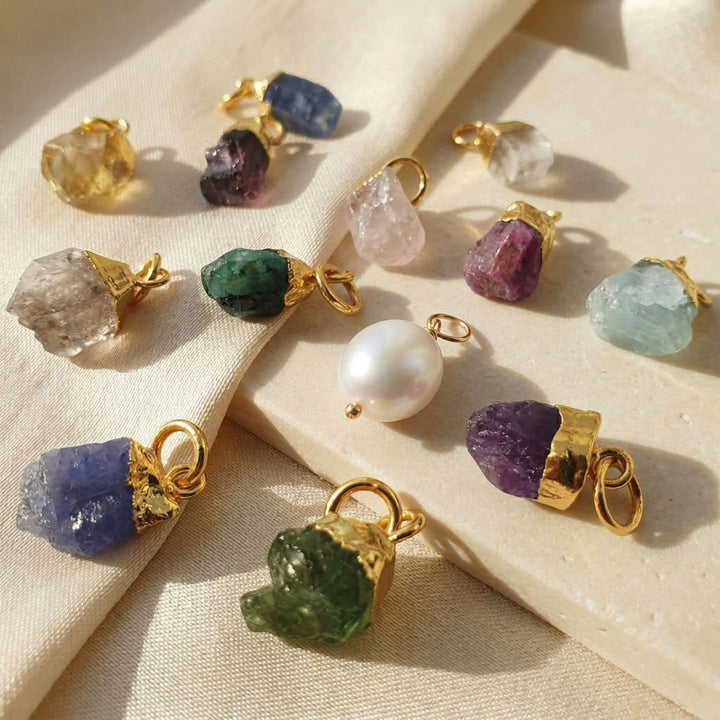18k Gold Vermeil Plated Initial And Birthstone Necklace