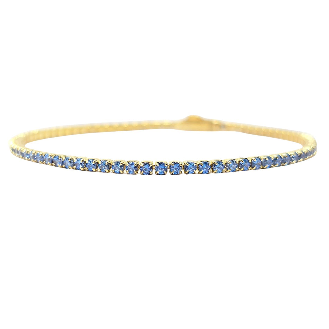 Aquamarine March Birthstone Gold Plated Dainty Tennis Bracelet