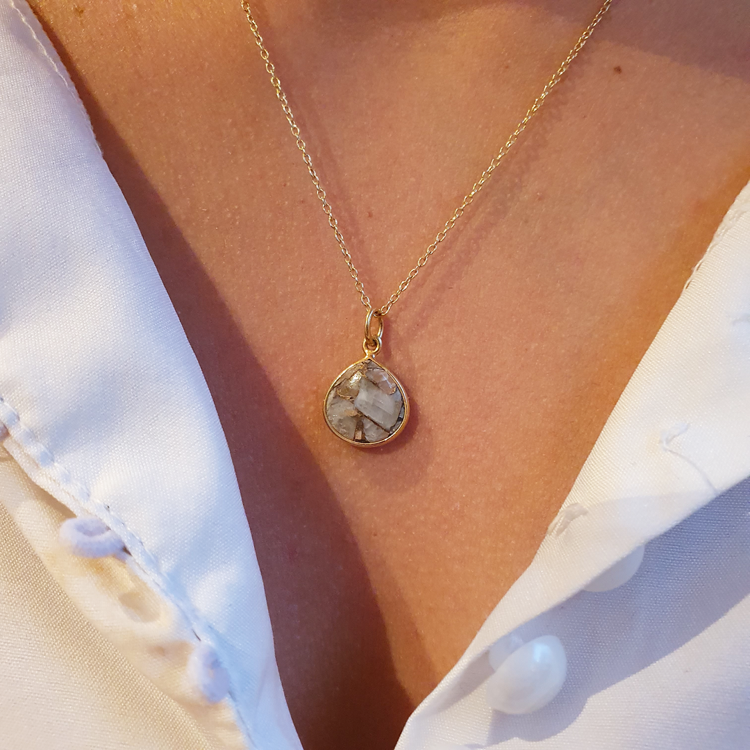 18ct Gold Vermeil Plated Herkimer Diamond April Birthstone Necklace