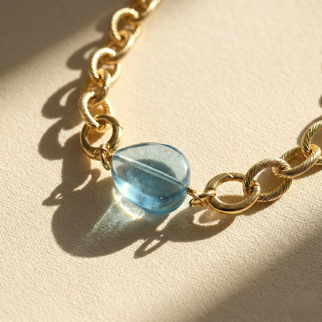 Aquamarine March Birthstone Statement Pendant Necklace