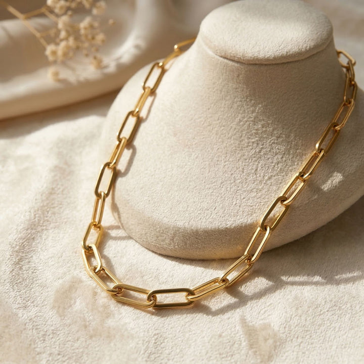 18ct Gold Plated Statement Paperclip Necklace