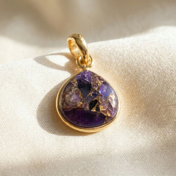 18ct Gold Vermeil Round Amethyst February Birthstone Bezel Pendant