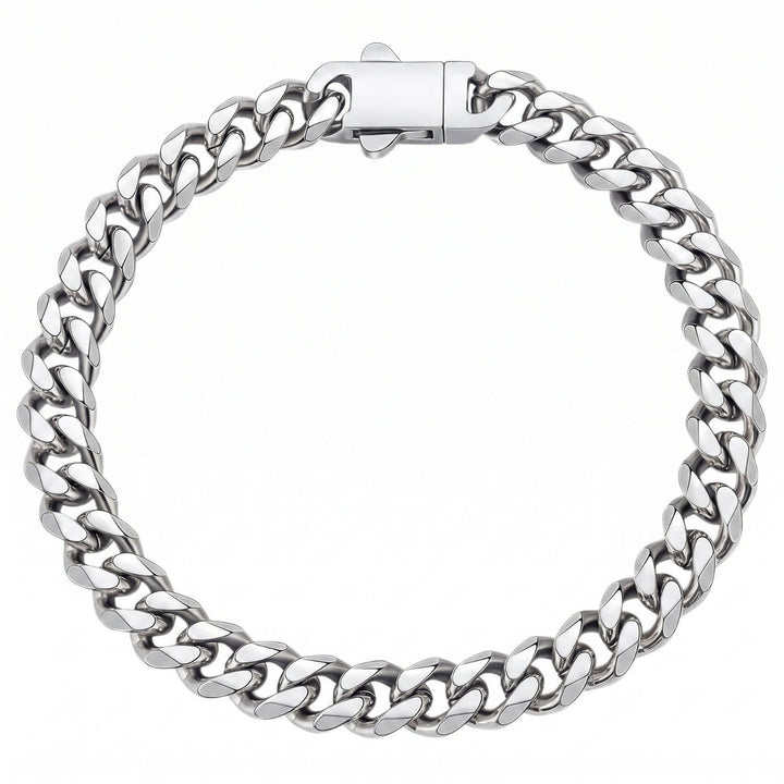 Silver Cuban Curb Chain Bracelet For Men