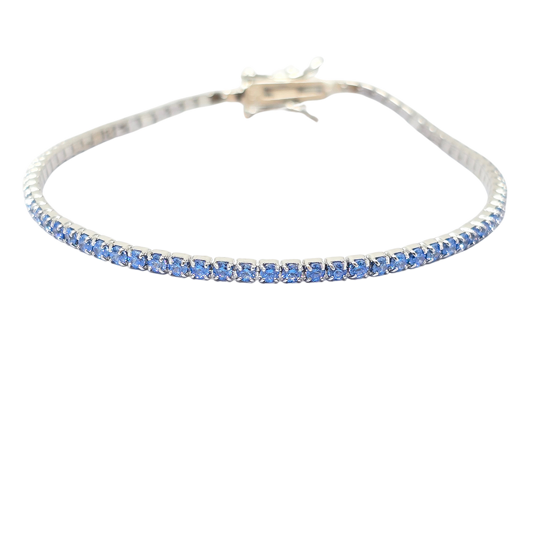 Blue Topaz Gemstone Silver Tennis Bracelet
