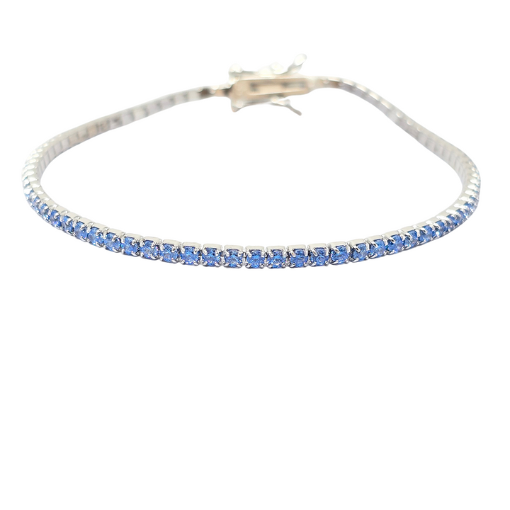 Blue Topaz Gemstone Silver Tennis Bracelet