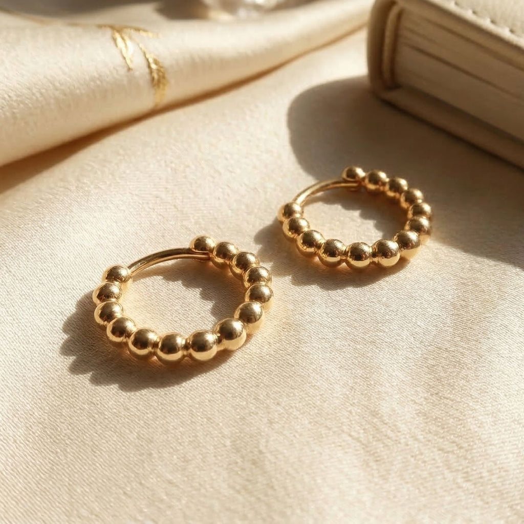 18ct Plated Beaded Huggies