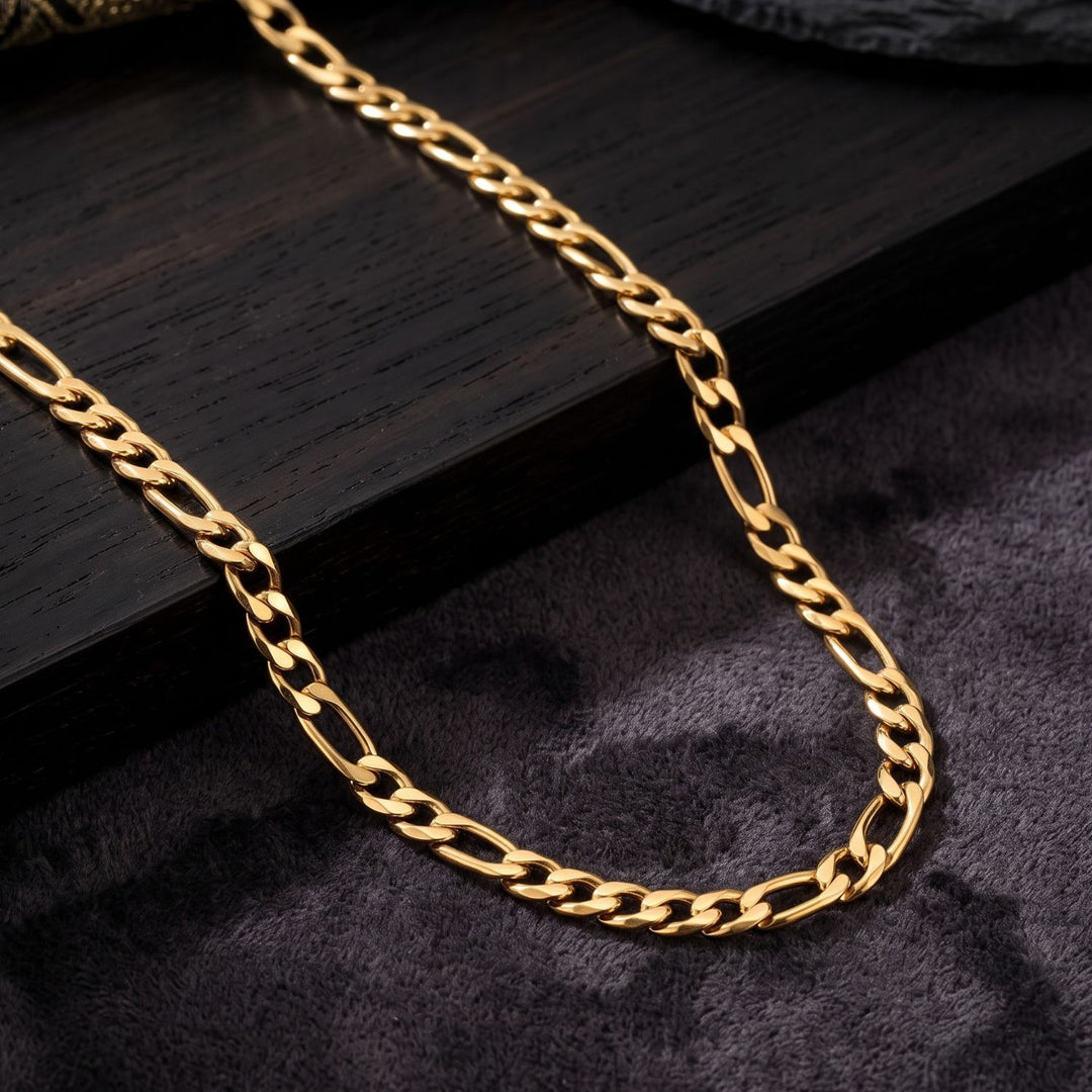 18ct Gold Plated Figaro Chain Necklace for Men