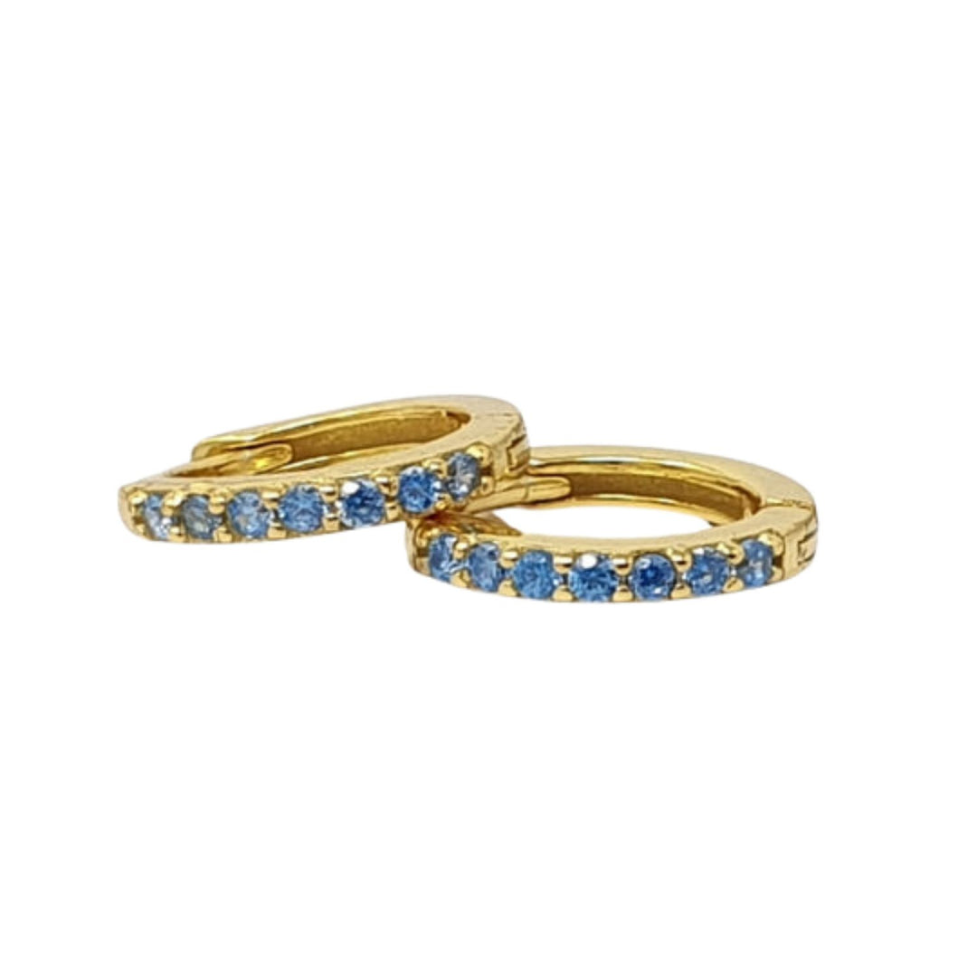 Blue Topaz December Birthstone Small Huggie Earrings