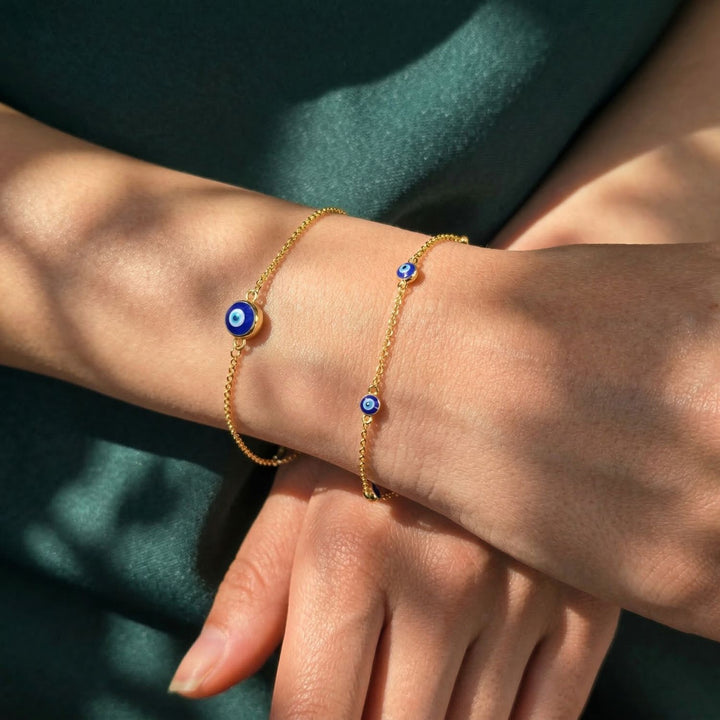 Turkish Evil Eye Gold Plated Charm Friendship Bracelet