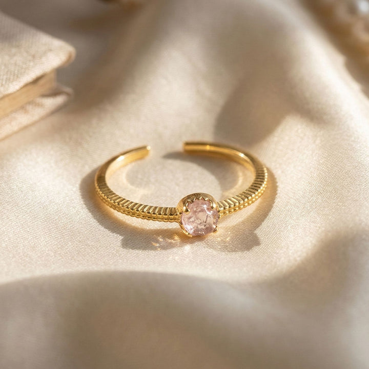 Rose Quartz One Size Fits All October Birthstone Ring