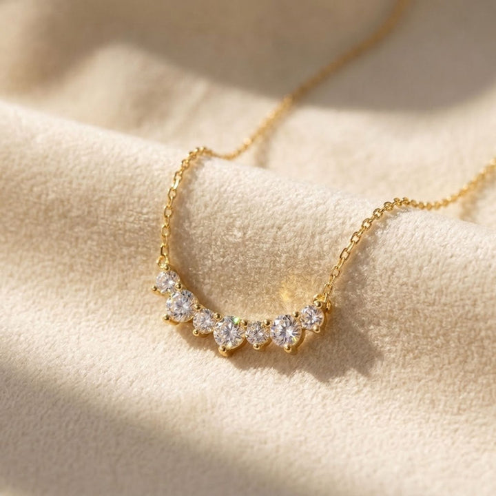 Cluster Sparkling Diamond Gemstone Gold-Plated Necklace