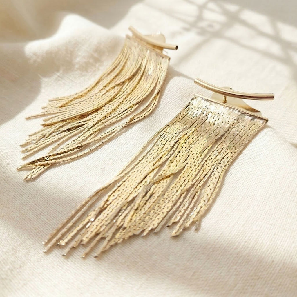18ct Plated Waterfall Party Tassel Earrings