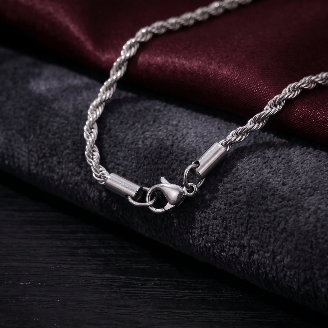 3mm Silver Rope Chain Necklace For Men