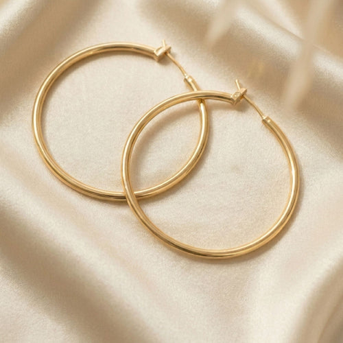 Gold plated 50mm everyday hoop earrings