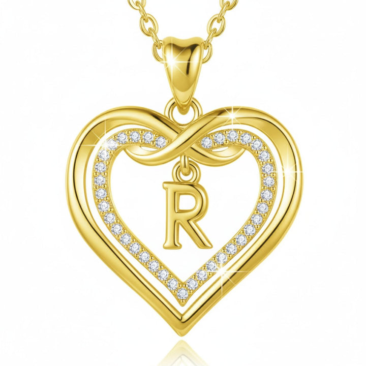 Statement Love Heart Initial Necklace Gold Plated Necklace