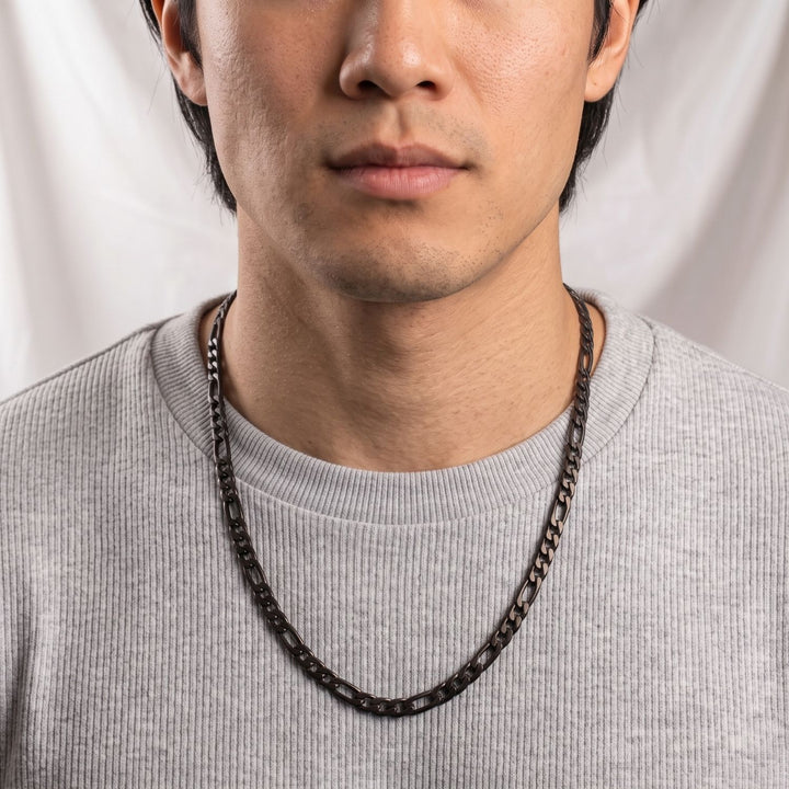Black Figaro Chain Necklace For Men