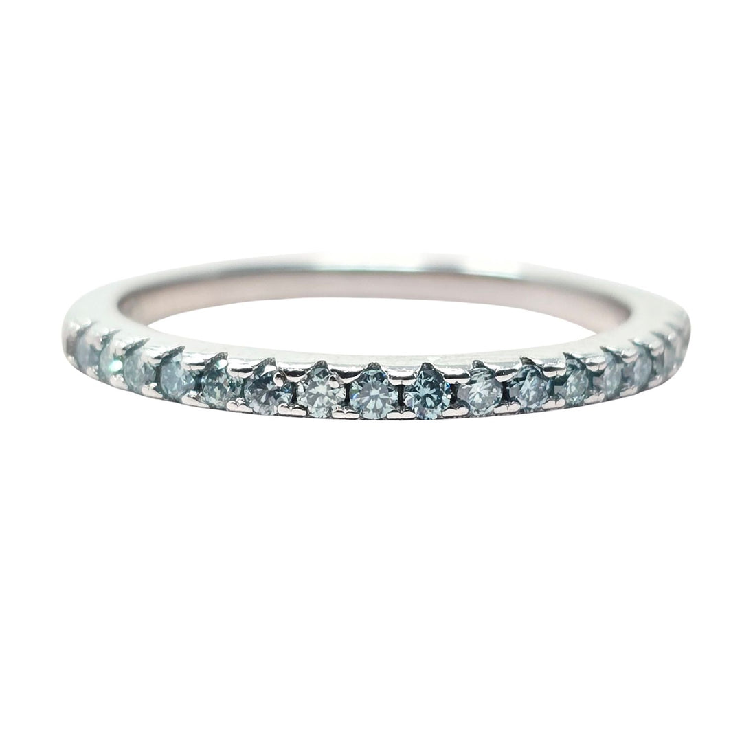 Aquamarine Moissanite Crystal Sterling Silver Ring