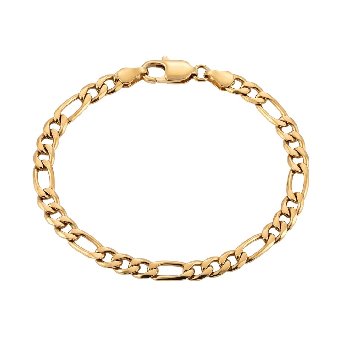 18ct Gold Plated Figaro Chain Bracelet For Men