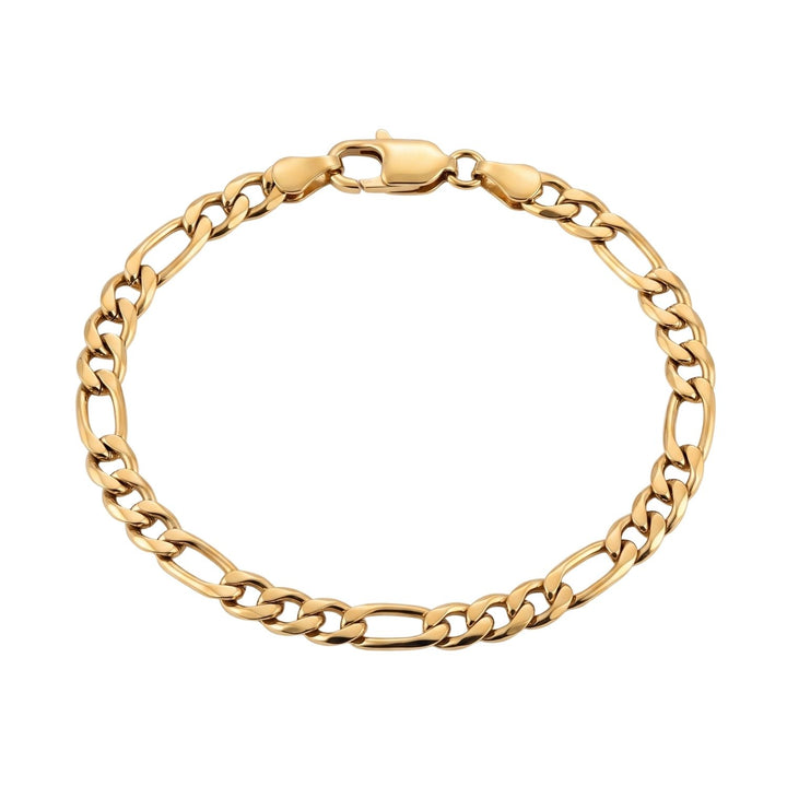 18ct Gold Plated Figaro Chain Bracelet For Men