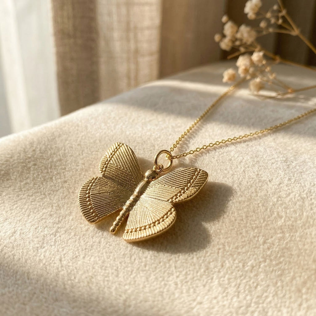 18ct Plated Dainty Butterfly Charm Necklace