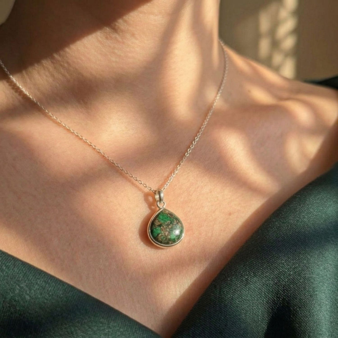 Emerald May Birthstone Minimalist Silver Necklace