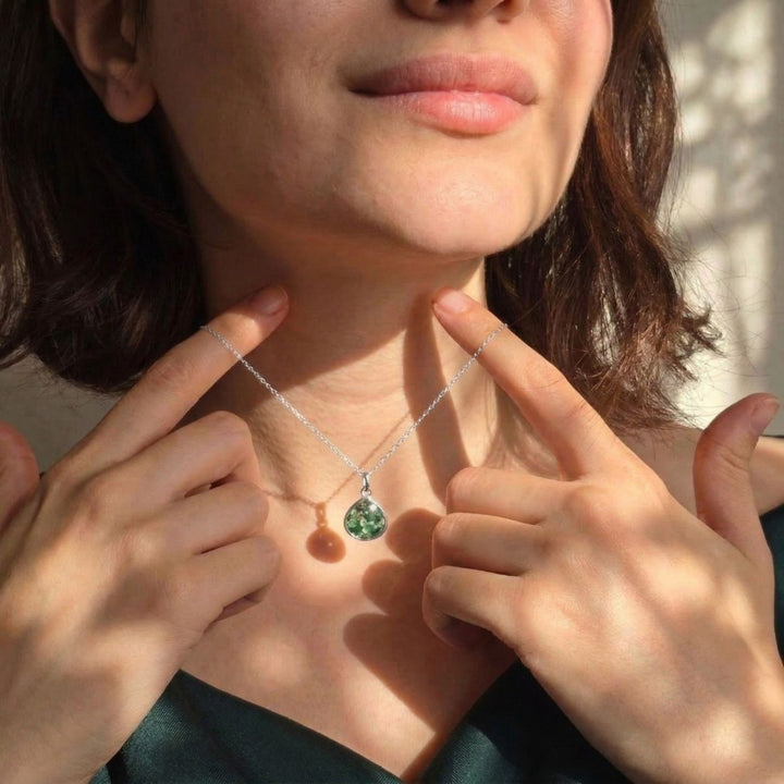 Emerald May Birthstone Minimalist Silver Necklace