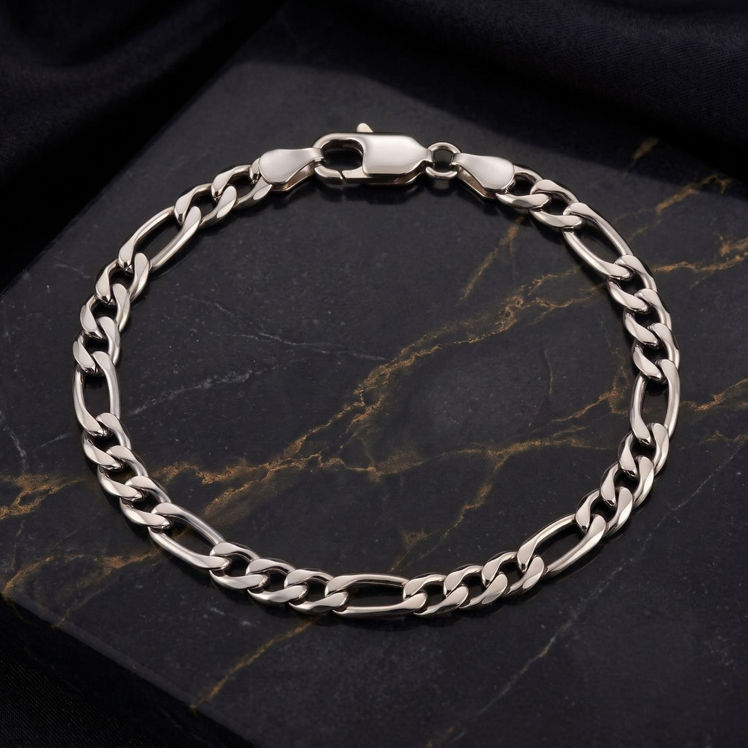 Silver Figaro Chain Bracelet For Men