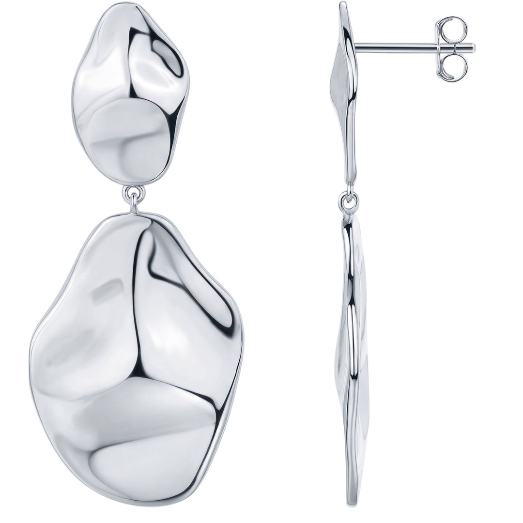 Silver Hammered Teardrop Dangle Earrings