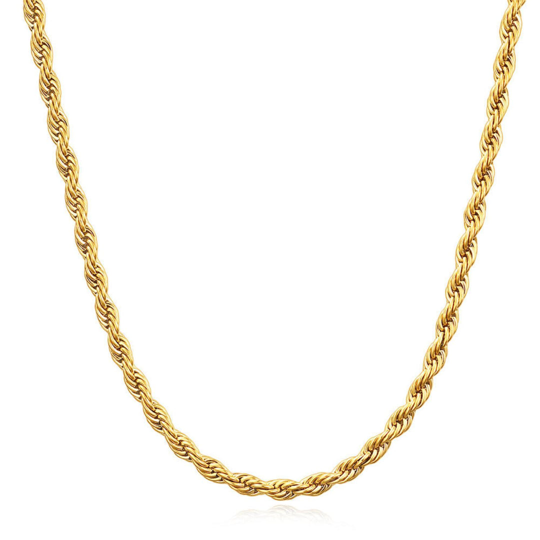 18ct Gold Plated Rope Chain Necklace For Men