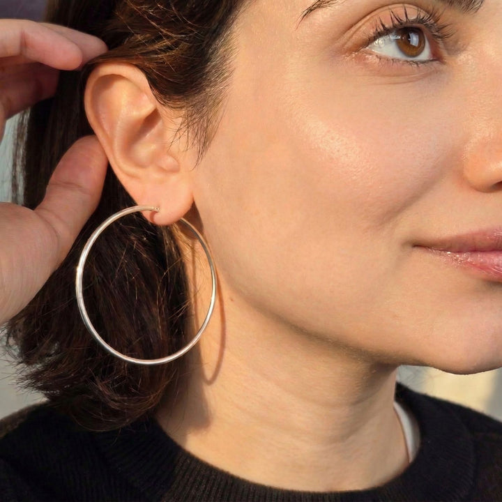 Extra Large Sterling Silver Hoop Earrings