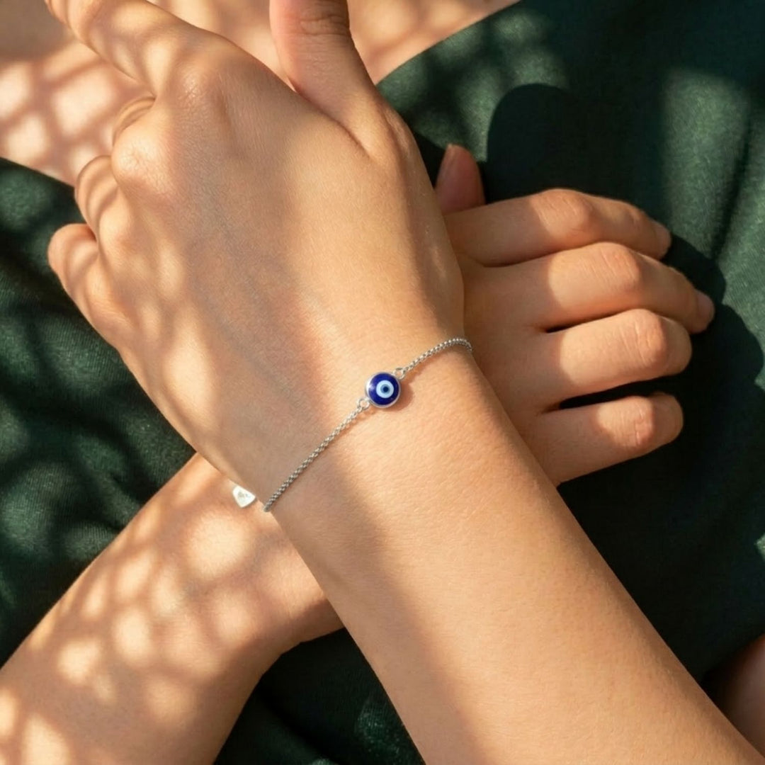 Turkish Evil Eye Friendship Sterling Silver Bracelet