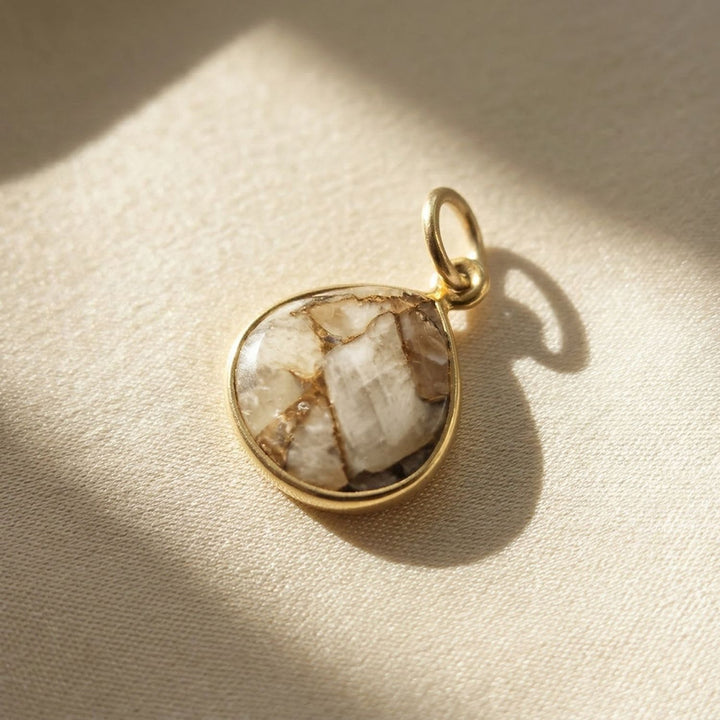 18ct Gold Vermeil Herkimer Diamond April Birthstone  Round Bezel Pendant