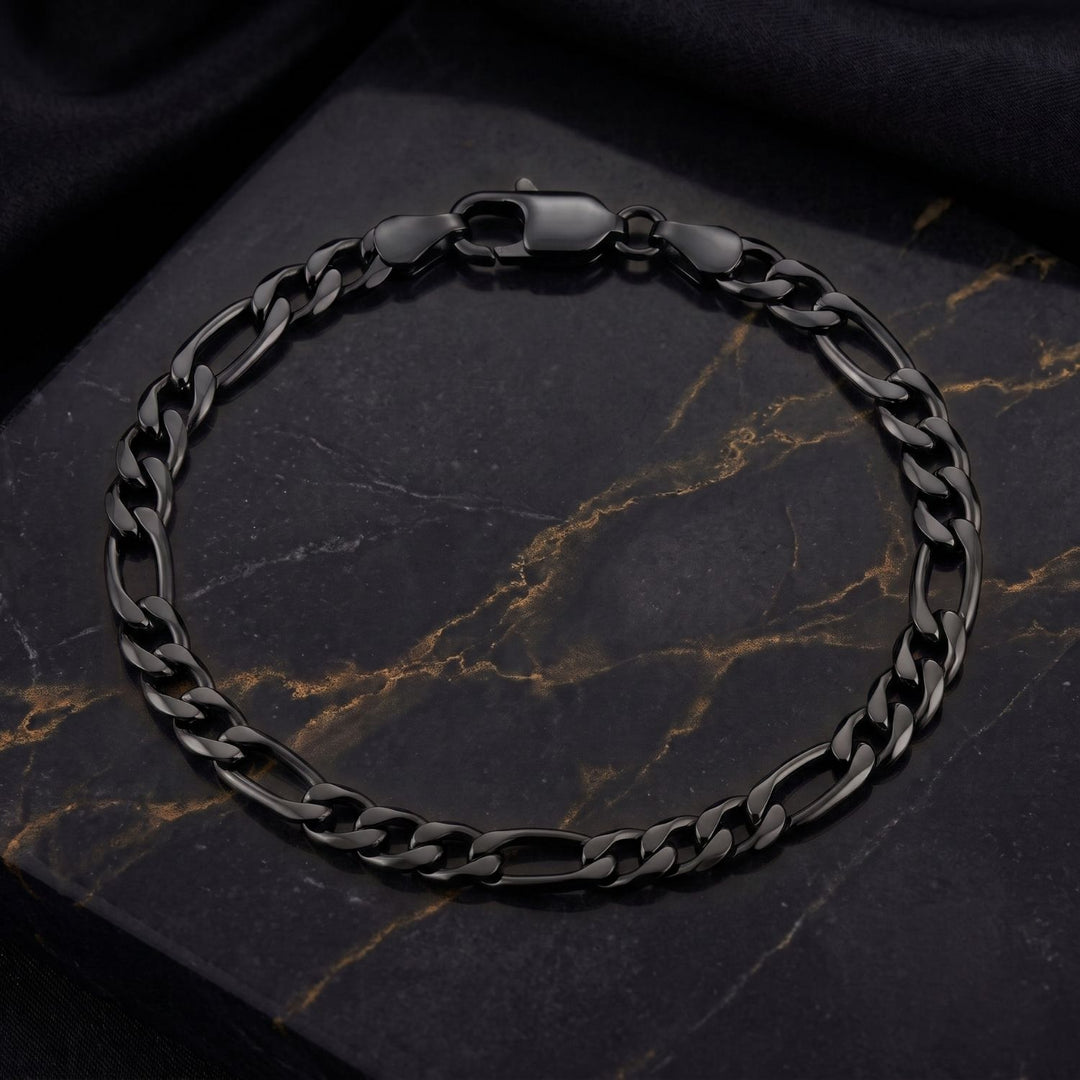 Black Figaro Chain Bracelet For Men