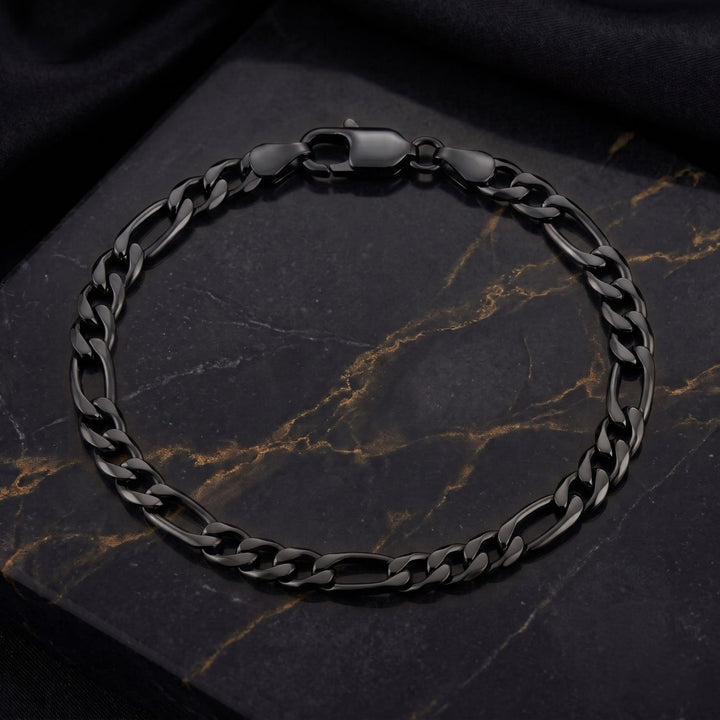 Black Figaro Chain Bracelet For Men