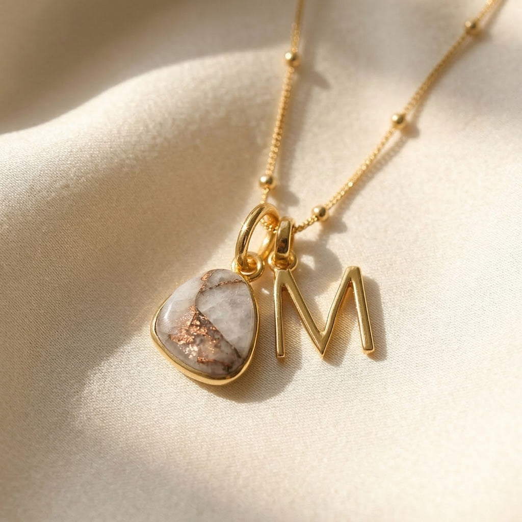 18ct Vermeil Plated Herkimer Diamond Initial Necklace