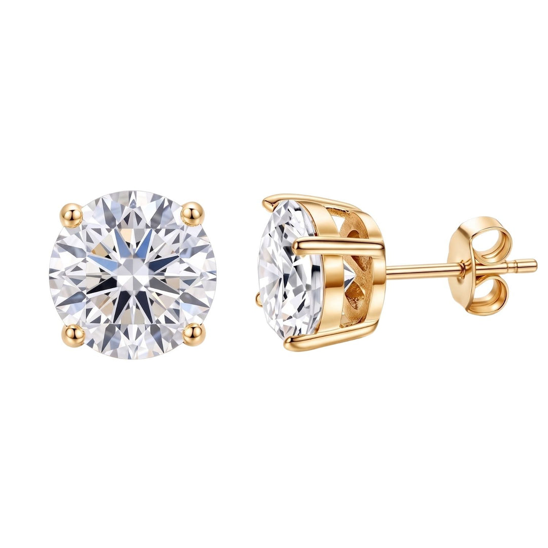 18ct Gold Plated Round Solitaire Stud Earrings For Men in 3 Sizes