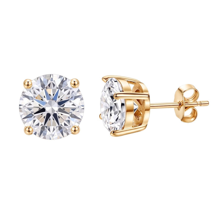 18ct Gold Plated Round Solitaire Stud Earrings For Men in 3 Sizes