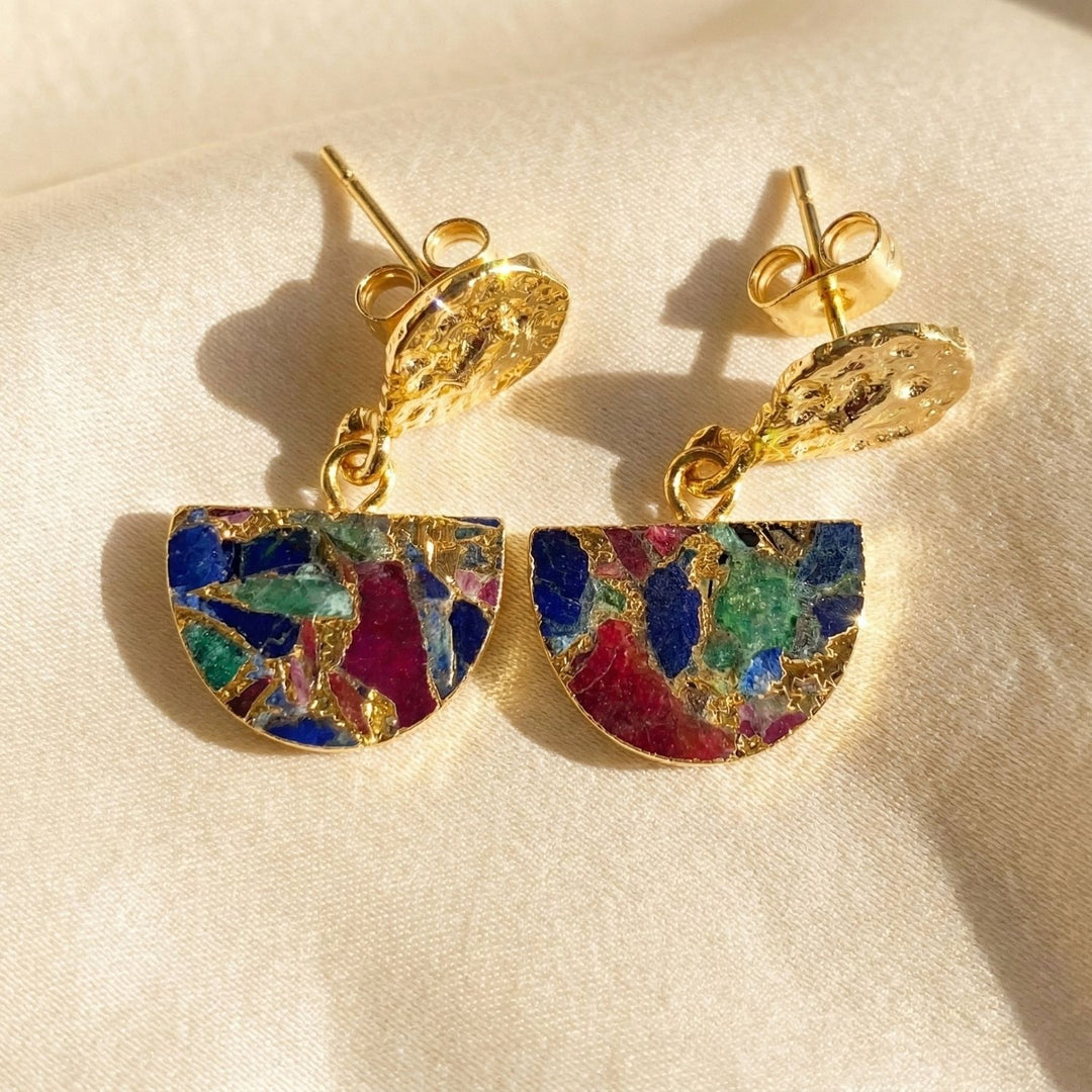 Statement Ruby Sapphire Emerald Gemstone Earrings