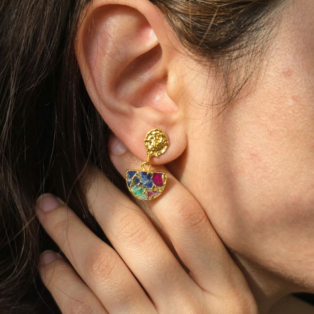 Statement Ruby Sapphire Emerald Gemstone Earrings